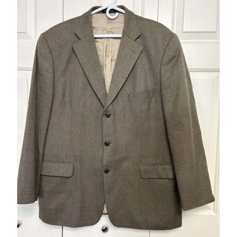 Vintage Fenzia Men's 46 Medium Blazer Brown 100% Wool  Sport Coat Made in Israel